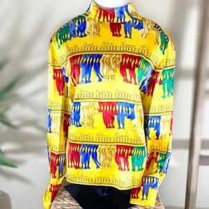 Tassel Time Yellow Silk Vintage Blouse SZ (14)